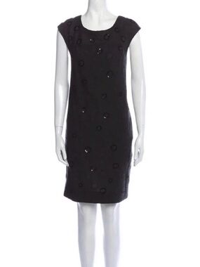 Vince Black Cap Sleeve Shift Dress with Polka Dot Appliqué